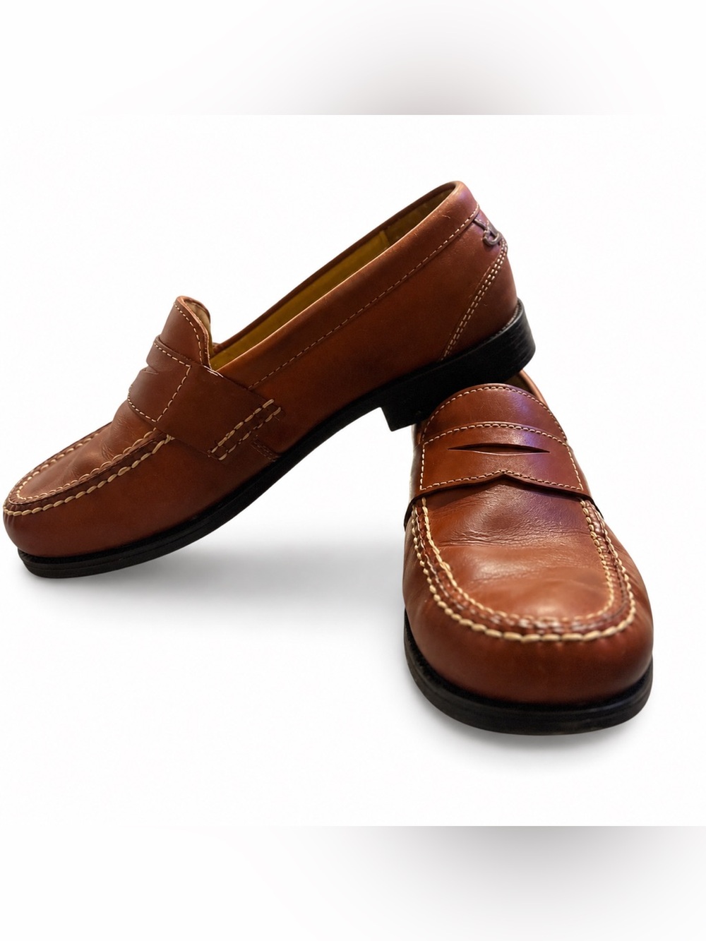 Chaps Men’s Brown Leather Penny Loafers Size 10M
